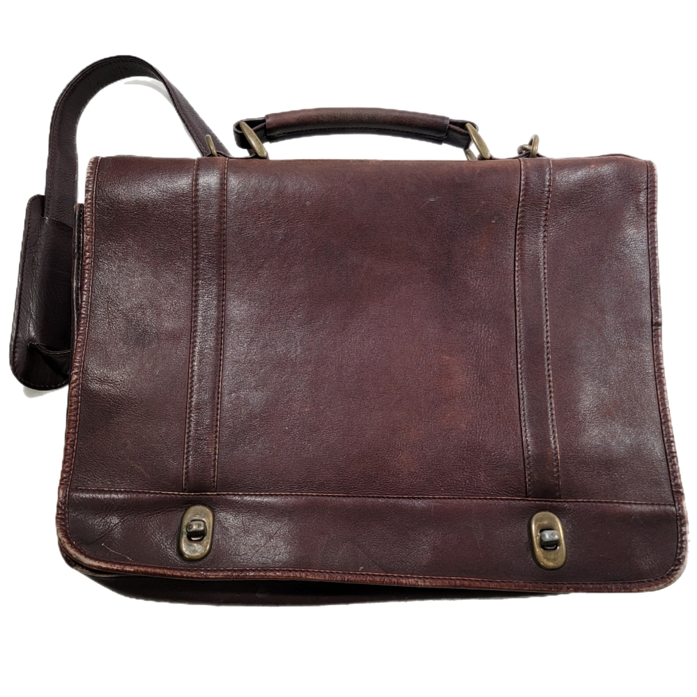LE DONNE COLOMBIAN LEATHER FLAP SHOULDER BAGBUSINESSTRAVEL BRIEFCASE. Lap Top
